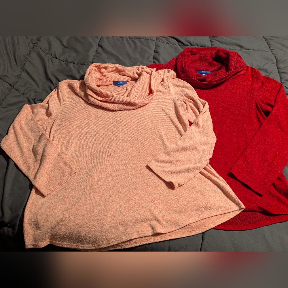 🔥🔥Bundle Deal Apt. 9 (2) Women's Salmon And Red Cowl Neck Sweaters Size PXL